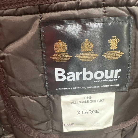 Vintage Barbour "Allendale" Olive Green Quilted Jacket Sz XL D849 - Picture 10 of 11